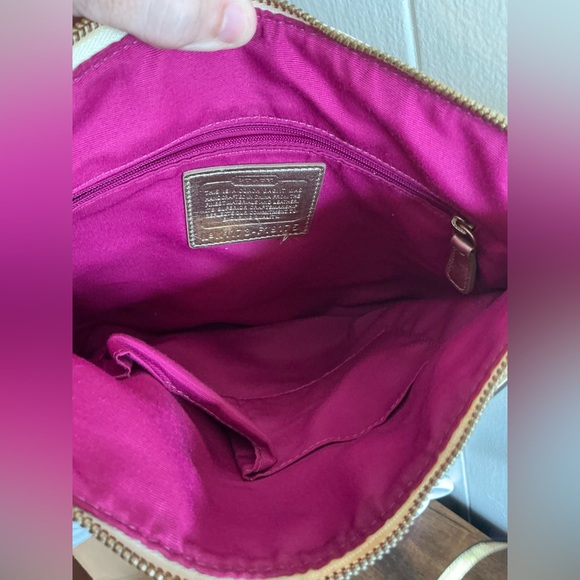 A Rare Vintage Cream Coated Leather Coach Crossbody Handbag Bag - Picture 6 of 7